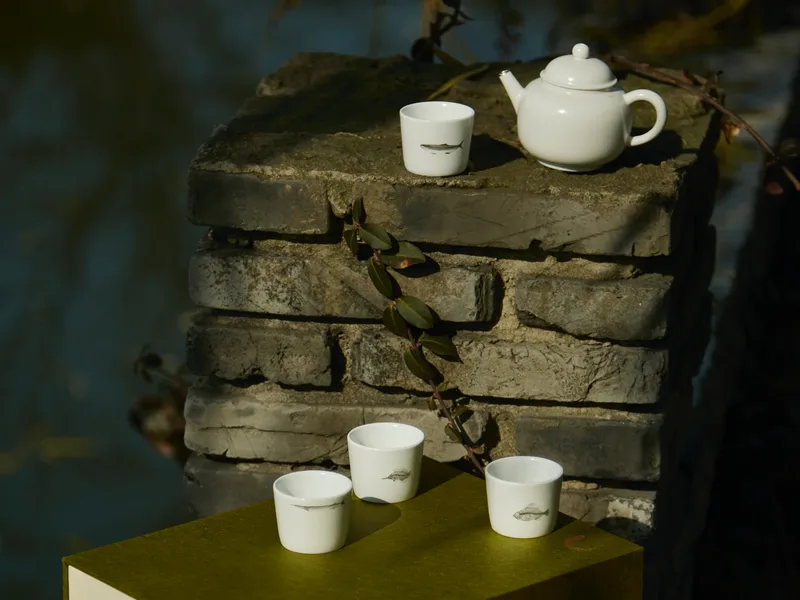 Four Modern Jingdezhen Porcelain Cups and Teapot Set — 4