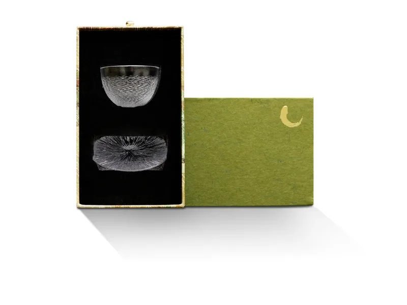 Ice Ripple Clear Rim Single Teacup and Coaster Set — 1