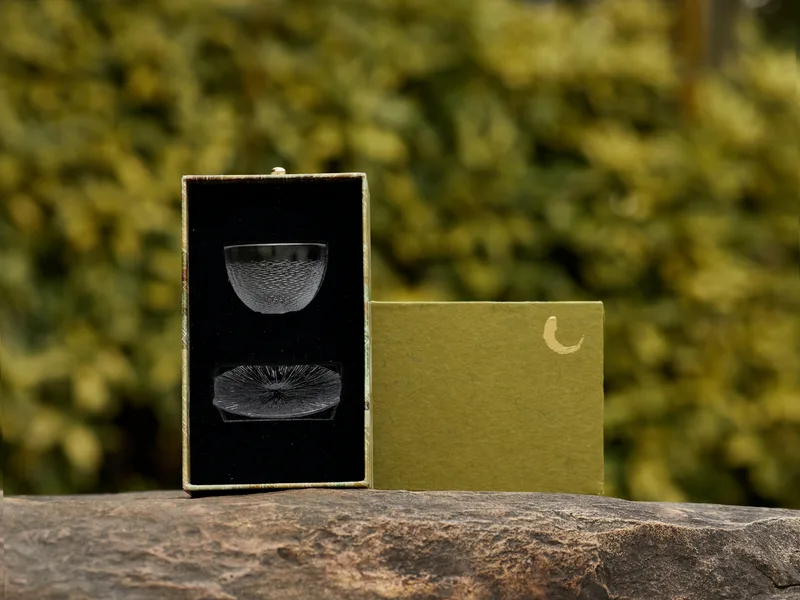 Ice Ripple Clear Rim Single Teacup and Coaster Set — 4